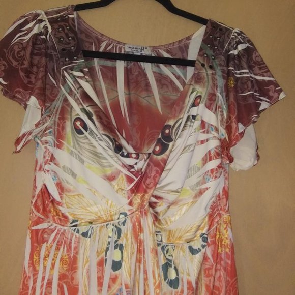 One World size Medium Tunic Flutter Short Sleeve Top-lovely! - Picture 1 of 5